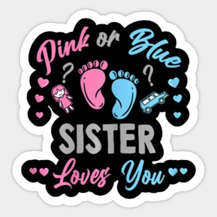 Pink Or Blue Sister Loves You Gender Reveal Sticker